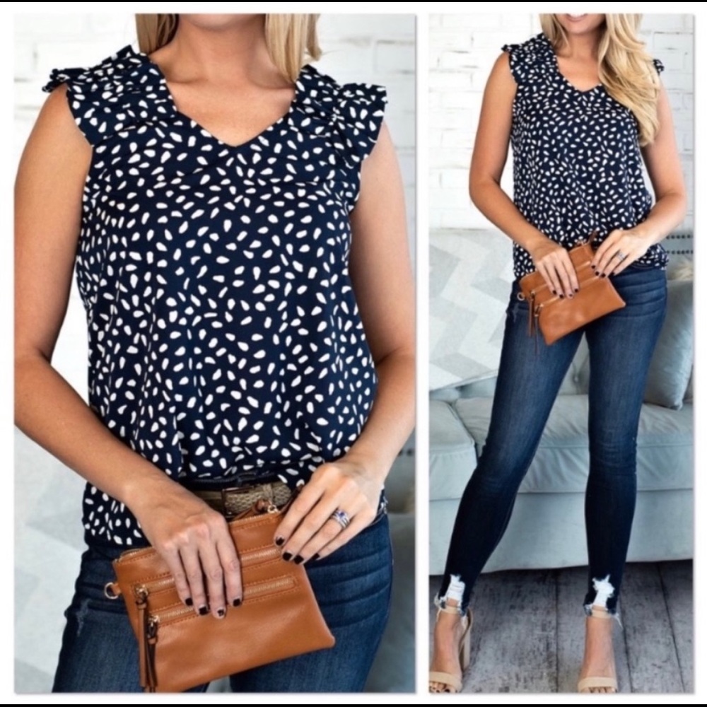 NEW Navy Leopard Print Blouse